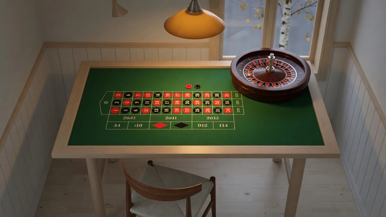 Roulettebord med färgade marker i ett svenskt casino